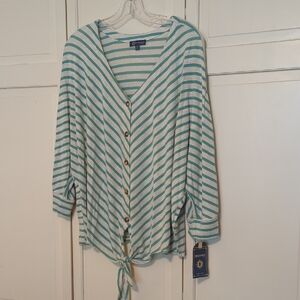 Democracy Striped Button-Up Top